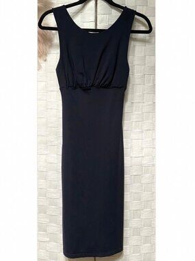 Susan Monaco Navy Blue Stretch Knee Length Sleeveless Dress Size XS